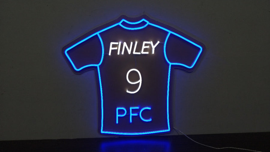Club Initials, Name and Number Shirt Neon Sign