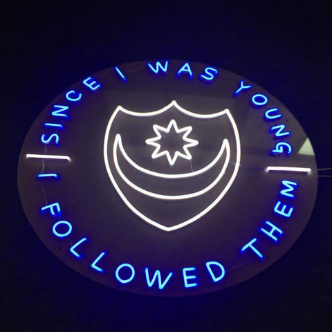 Pompey Crest with additional lettering Neon Sign